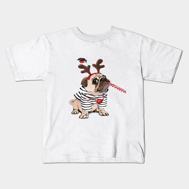 Merry Christmas with the cutest PUG ever Kids T-Shirt by ARTshirts